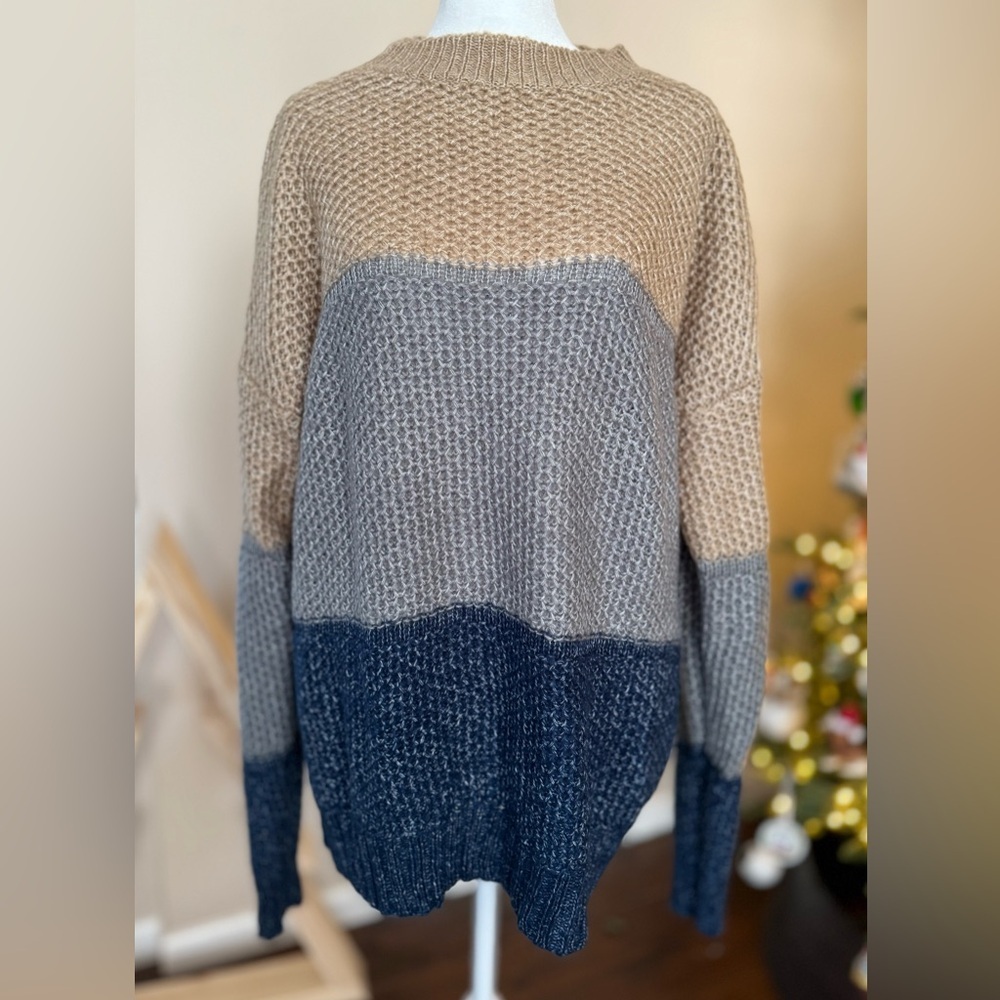 Chic Soul Multitone Open Knit Sweater, 2X
